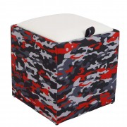 Taburet Box - Print - corp Camuflaj rosu/capac imitatie piele diverse culori